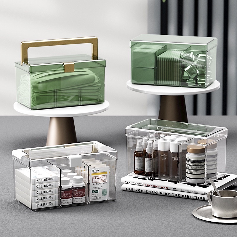 Medicine box family medicine mask storage box transparent plastic convenient